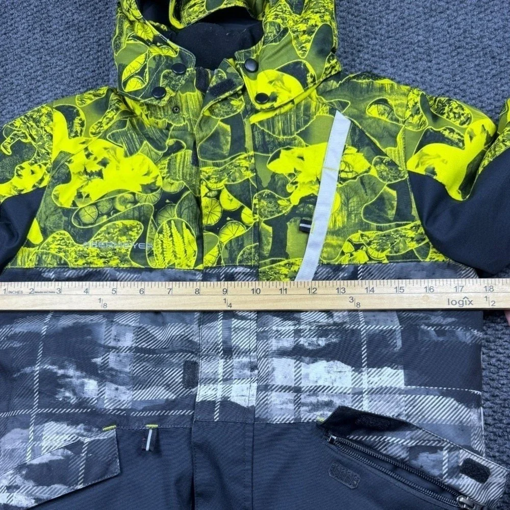 Obermeyer Boys Ski Snowboard Jacket I-Grow Hooded Insulated Black Green‎ 7 Retro - Picture 6 of 8